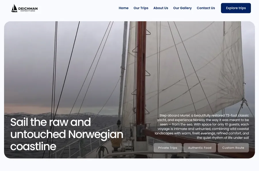 Skjermbilde av Deichman Expeditions sitt nettsted