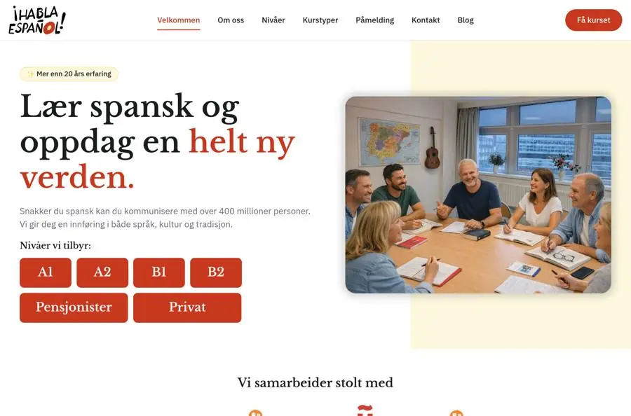 Skjermbilde av ¡Habla Español! sitt nettsted