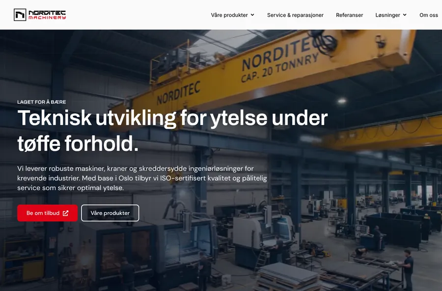 Skjermbilde av Norditec Machinery sitt nettsted